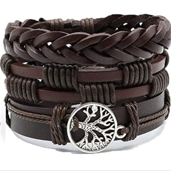Other - New 3pc Unisex Braided Leather Bracelets Tree of Life